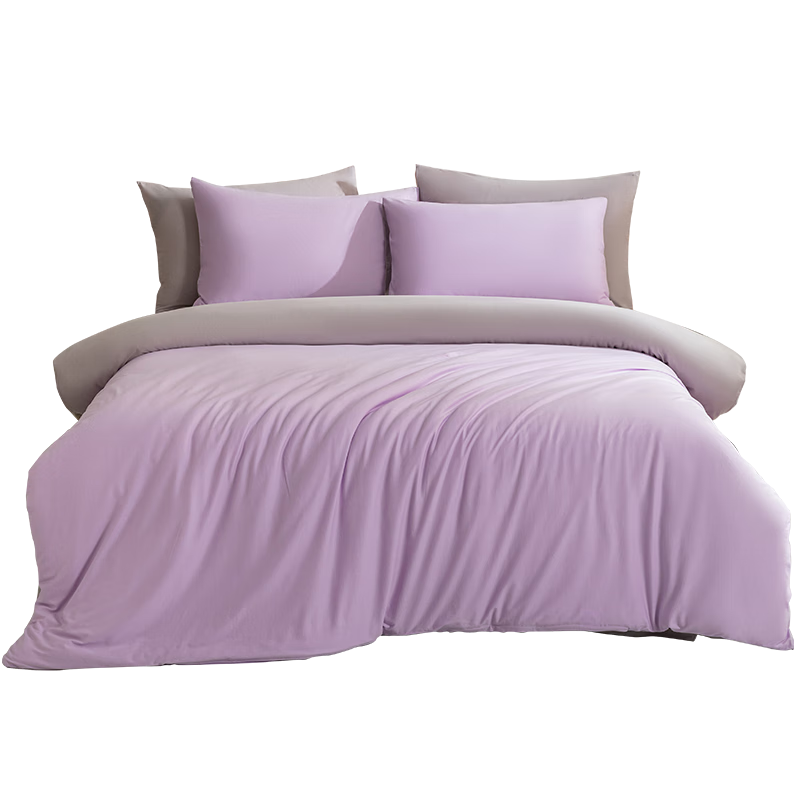 Hengyuanxiang Pure Cotton Four-Piece Bedding Set, Class A Knitted Nai Tei Cotton, 100% Pure Cotton Bedding Set, Lavender Purple, 2*2.3m