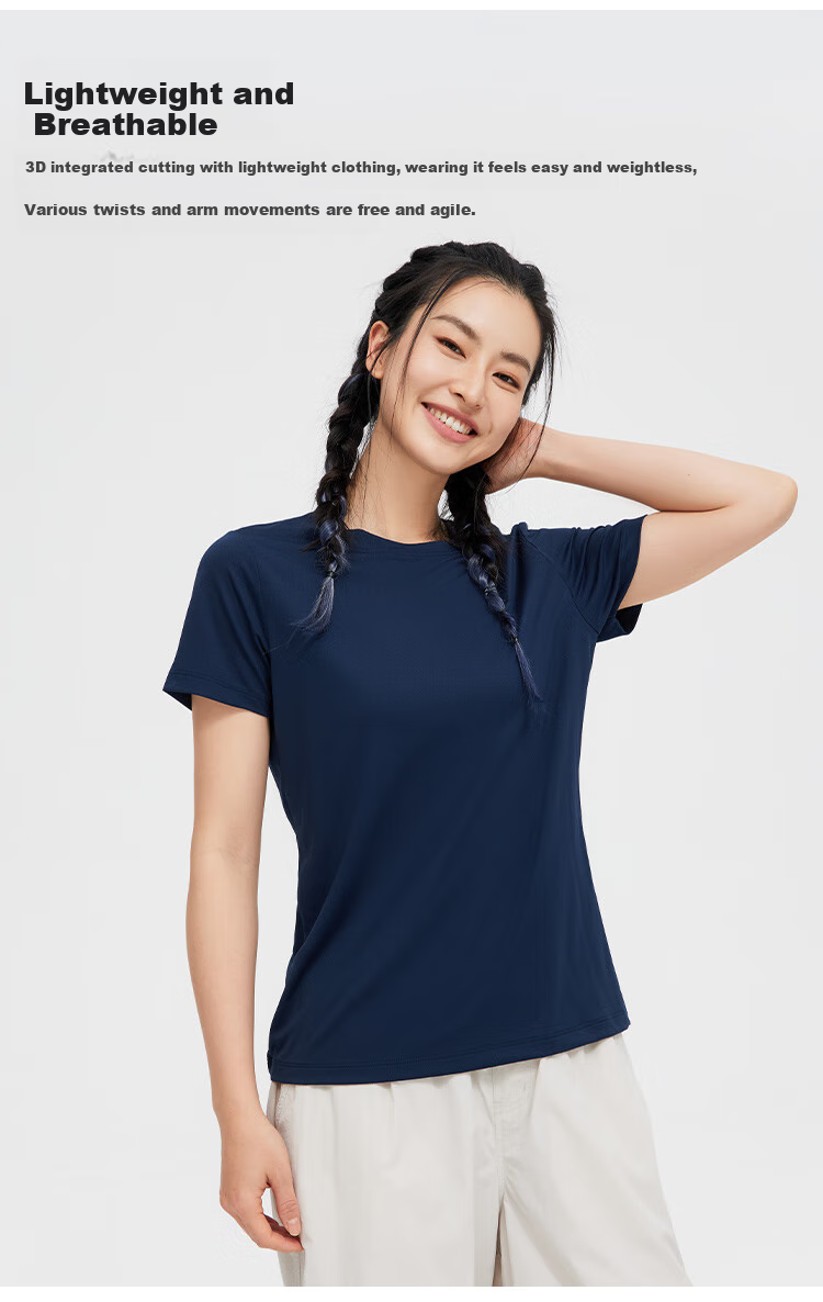 Toread Women's Quick-Dry T-Shirt Summer Lightweight Bare-Feel Round Neck Running Sports Mesh Breathable Top Black M 3