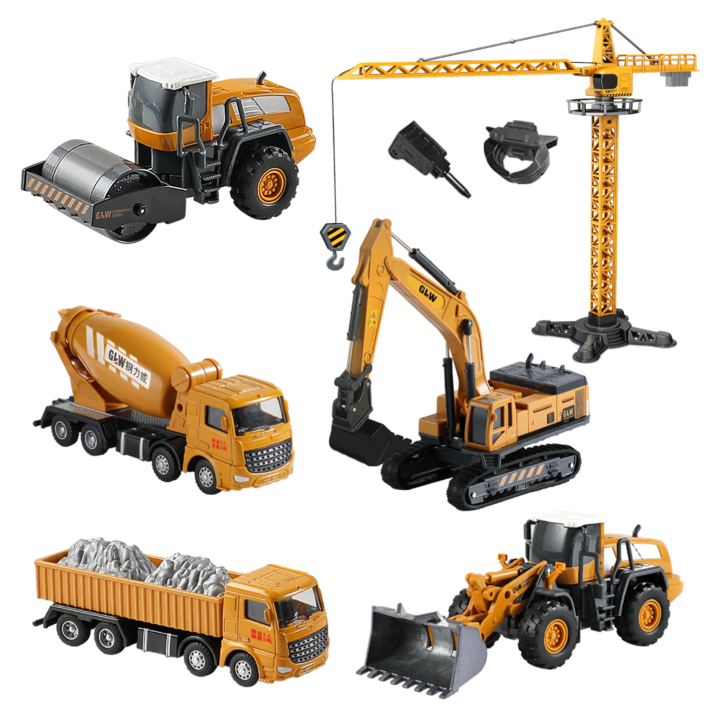 Wild Knight Children's Toy Excavator for Boys Ages 3-6 Realistic Early Education Alloy Engineering Crane Model Birthday Gift
