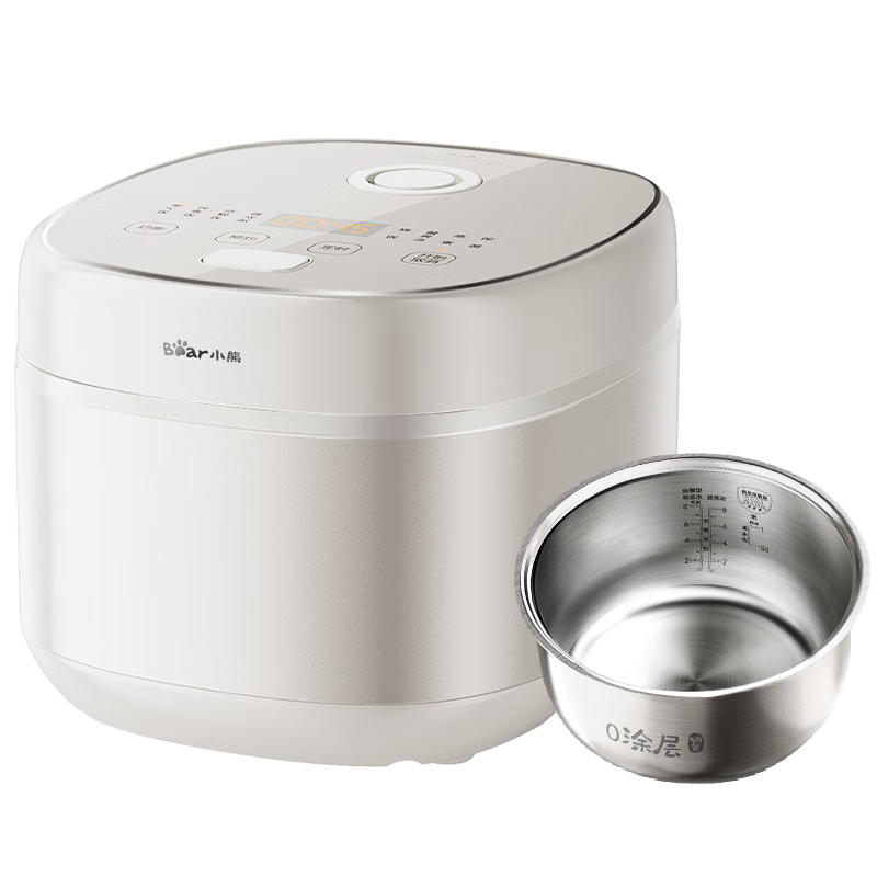 Bear Rice Cooker for 2-3 People, Healthy Non-Coated 316L Stainless Steel Inner Pot, Multi-Functional Rice Cooker with Specialty Mixed Grain Function, 3L Capacity, Model DFB-E30V5