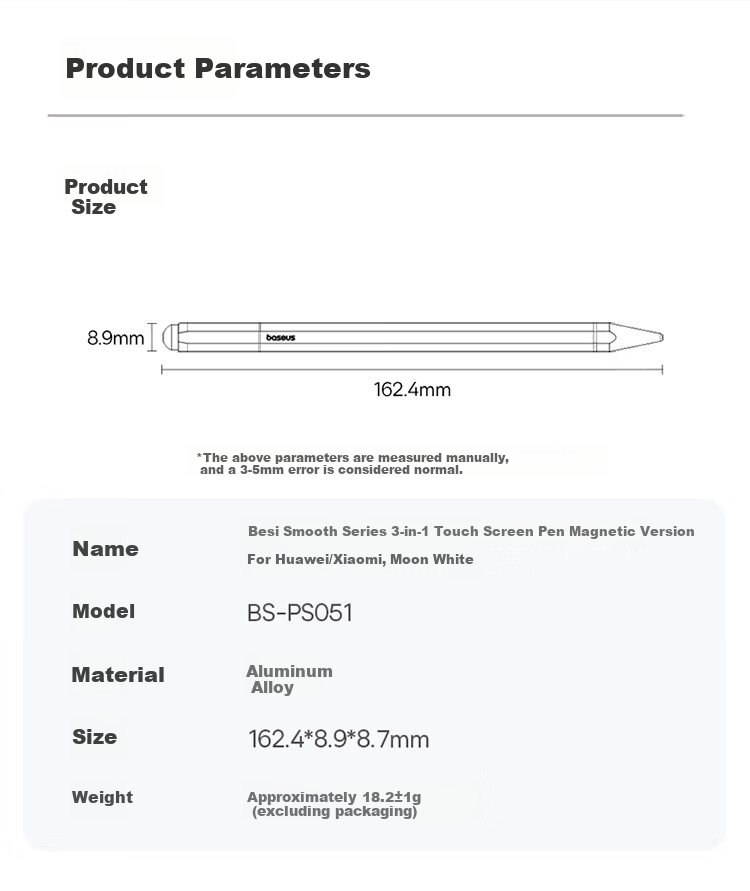 Baseus Capacitive Stylus Touch Pen Screen Pen Tablet Pen [Compatible with Phones And Tablets], Suitable for Huawei, Xiaomi, Honor, Samsung, Writing Pen for Matepad11.5s/air12 15