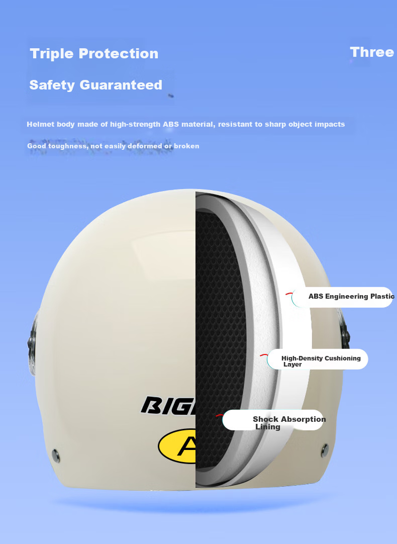 BIGBRO 008 Off-White New National Standard 3C Electric Motorcycle Helmet for Men And Women, Summer Sun Protection All-Season Universal Electric Scooter Summer Half Helmet 2
