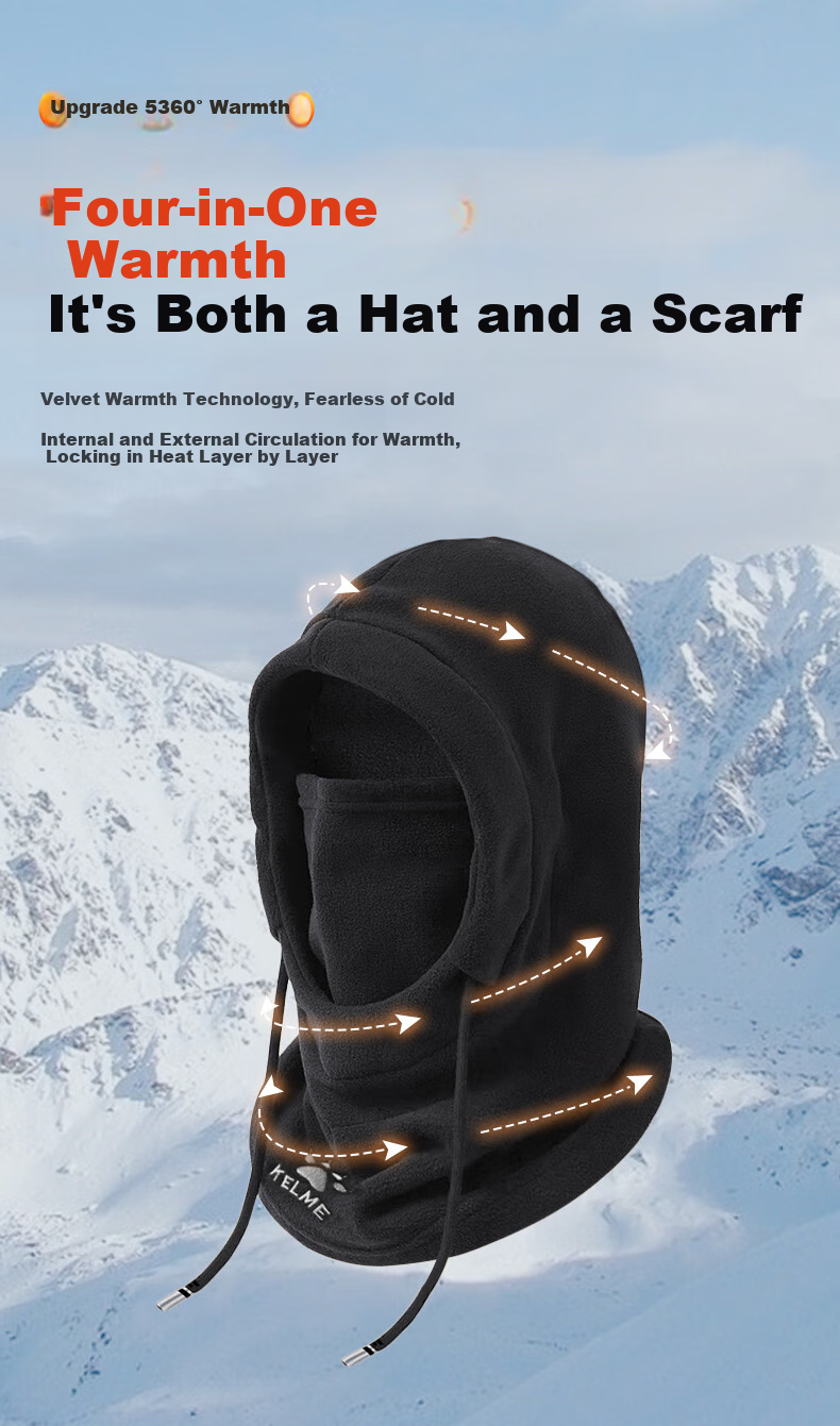 KELME Cycling Face Mask Balaclava, Winter Warm Hat for Men And Women, Fleece-Lined Neck Gaiter, Electric Motorcycle Snow Ski Face Protection against Cold Wind 8