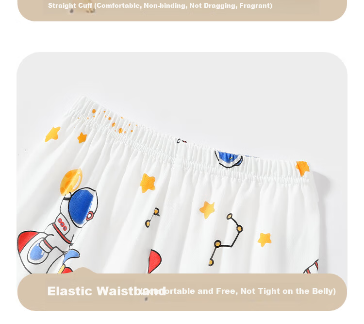 Badibadi Pure Cotton Baby Boy Home Wear Pajama Set, Skin-Friendly Air Conditioning Suit, Outdoor Wear, Space Adventure, Size 110 11