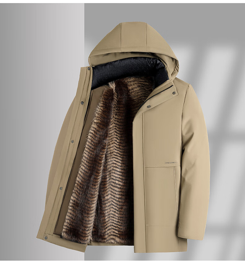TUCANO Men's Winter Fleece-Lined Thickened Cotton Jacket Detachable Liner Warm Cold-Resistant Coat for Middle-Aged and Elderly Men 7
