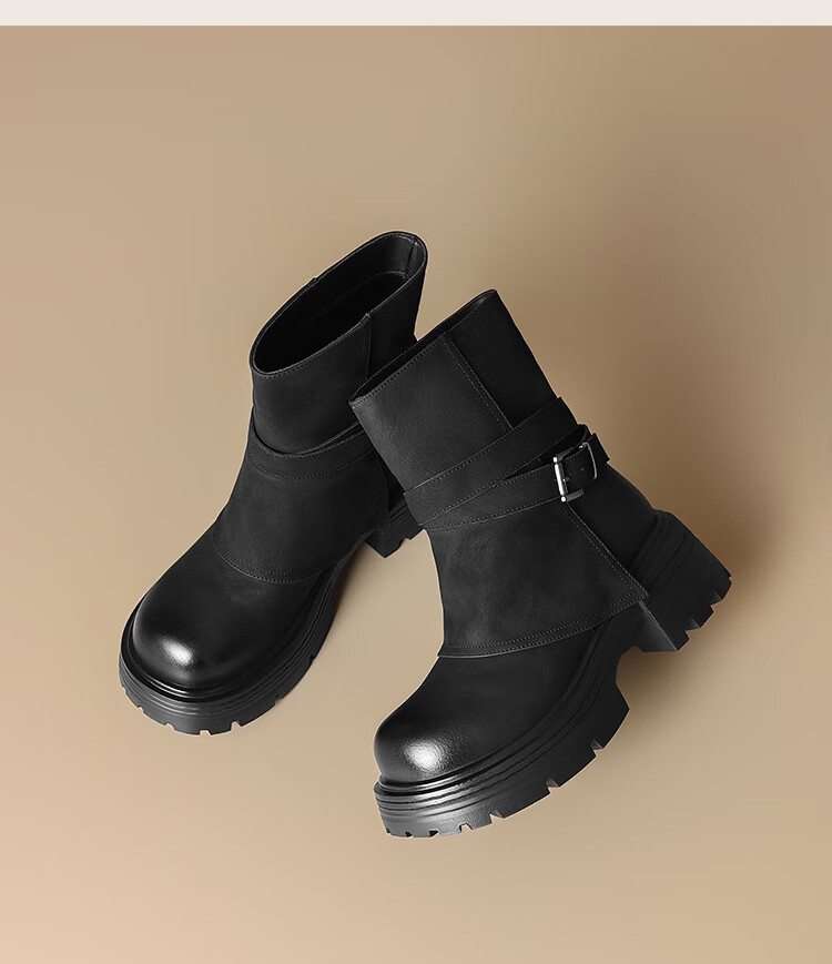 ZHR [Xu Ruohan Same Style] Women's Winter Thick-Soled Martin Boots Versatile Pant Leg Snow Boots KN261 Brown Size 35 12