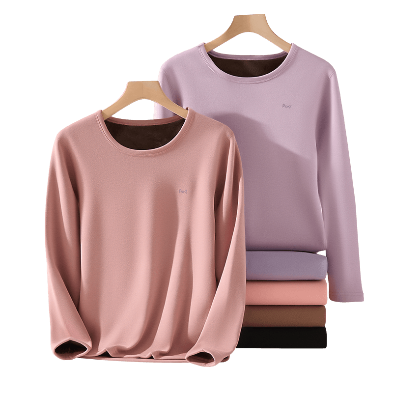 MiiOW [Combed Cotton] Women's Thermal Underwear Set, Fleece-Lined Thick Autumn Top And Pants, Women's Warm Cotton Undergarments