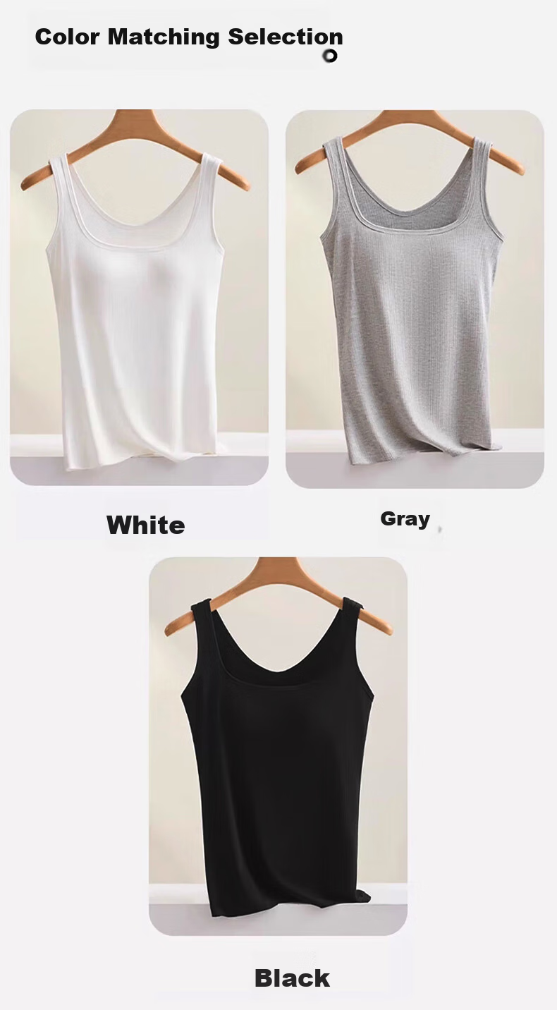 BOPRUIEY Women's Camisole Tank Top with Built-In Bra Pads, Thin Summer Undershirt, Sleeveless Sports Bralette for Layering Or Outer Wear 11