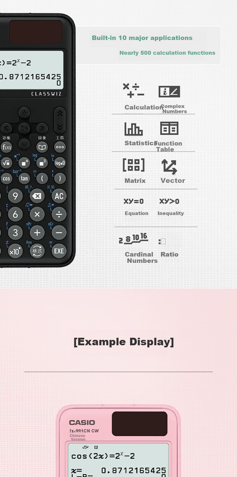 CASIO Fx-991CNCW Scientific Calculator Upgraded Version for College, Biology, Physics, Chemistry, And Biology Competitions Exams Learning Special Use Mint Green Second Generatio 3
