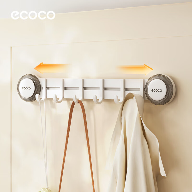 Ecoco Suction Cup Door Hook Strong Adhesive No-Drill Storage Rack Hook Entry Door Clothes Hanger 25079 White