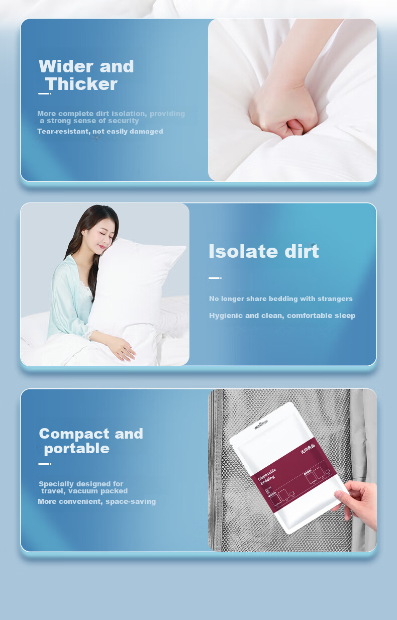 MUJI Disposable Four-Piece Bedding Set Sheet Duvet Cover Pillowcase Hotel Travel Train Sleeper Bed Linen Travel Business Trip 2