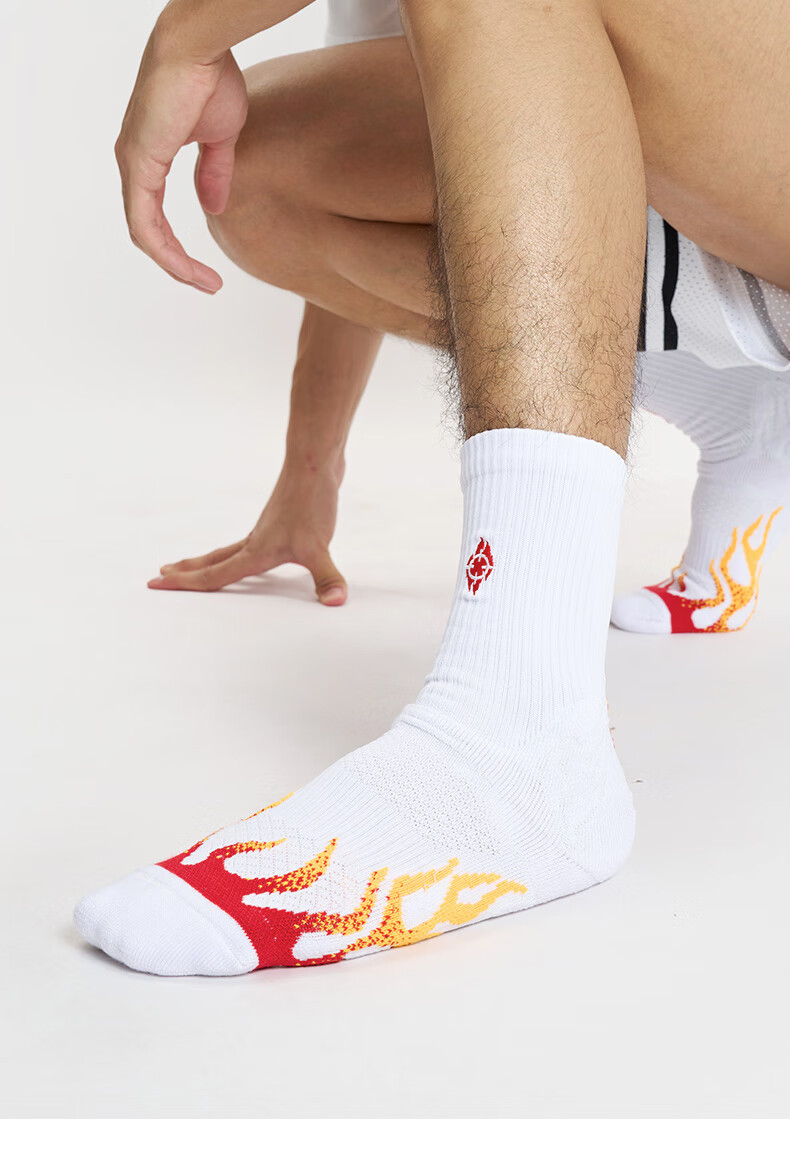 Zhunzhe Flame 3-Pack Basketball Socks Thickened Towel Bottom Anti-Slip Wear-Resistant Elite Long Tube Sports Socks 10