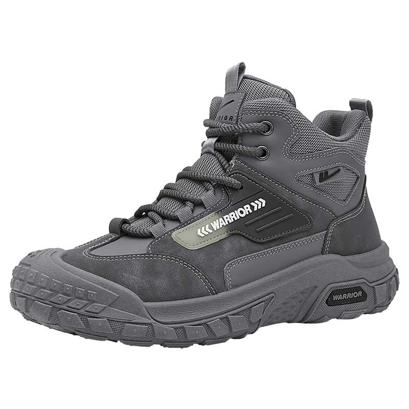 Warrior Official Men's Shoes 2026 Spring Fashion Classic High-Top Outdoor Work Shoes Men Gray Size 41