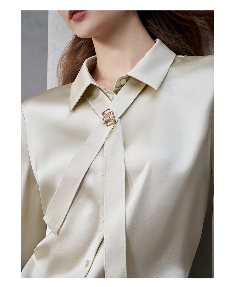 G2000 Satin Fabric with Brooch Tie Women's 2025 Autumn Winter Long Sleeve Casual Shirt Mall Edition 9