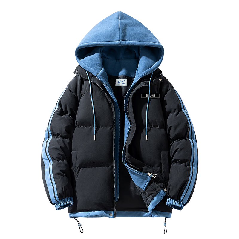 Warrior Men's Winter Thickened Cotton Padded Jacket Hooded Warm Coat New Year Battle Robe