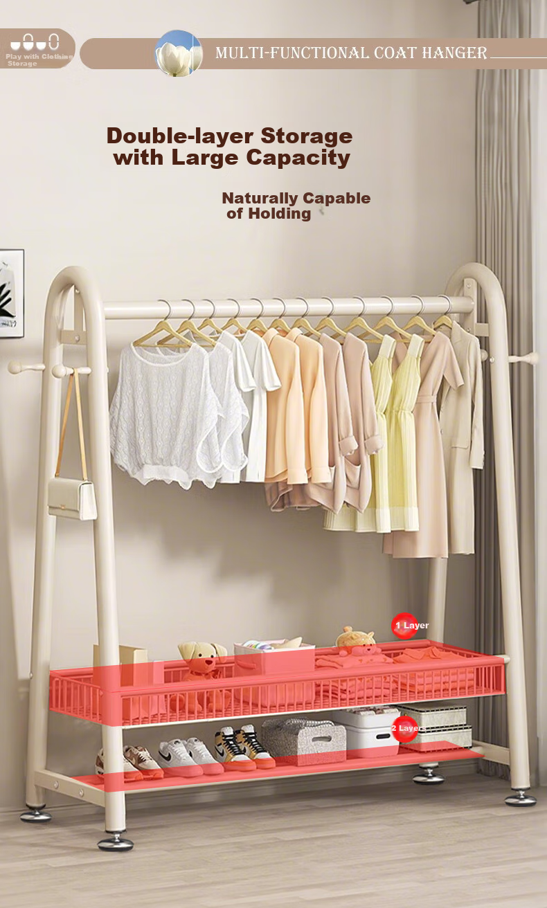 Quanpinwu Floor-Standing Coat Rack, Bedroom-Specific Drying Rack, High-End Storage Rack, V-Shaped Single 150 4