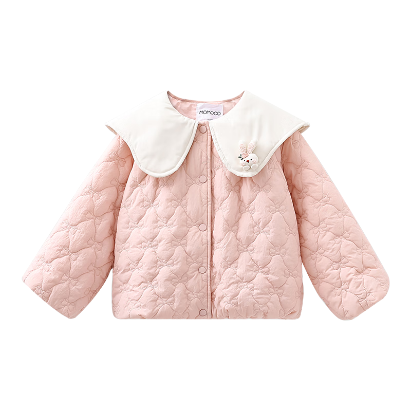 MOMOCO Girls' Kids' Coat 2025 Autumn Winter Stylish Lapel Quilted Jacket Pink 140cm
