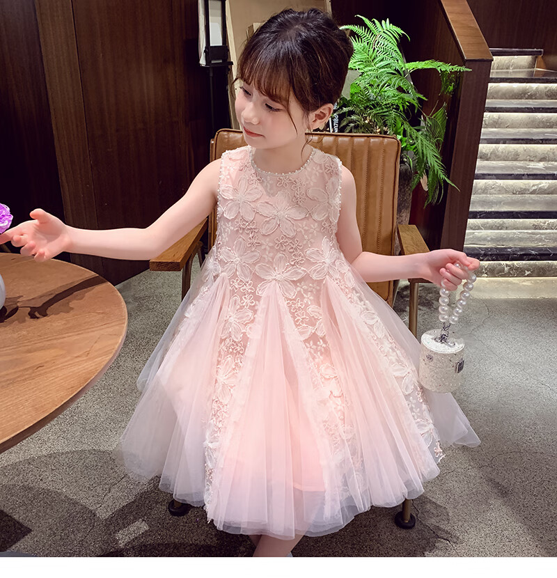 MIMIHELLO Girls Summer Dress 2025 New Fashionable Children's Mesh Princess Vest Dress for Little Girls 11