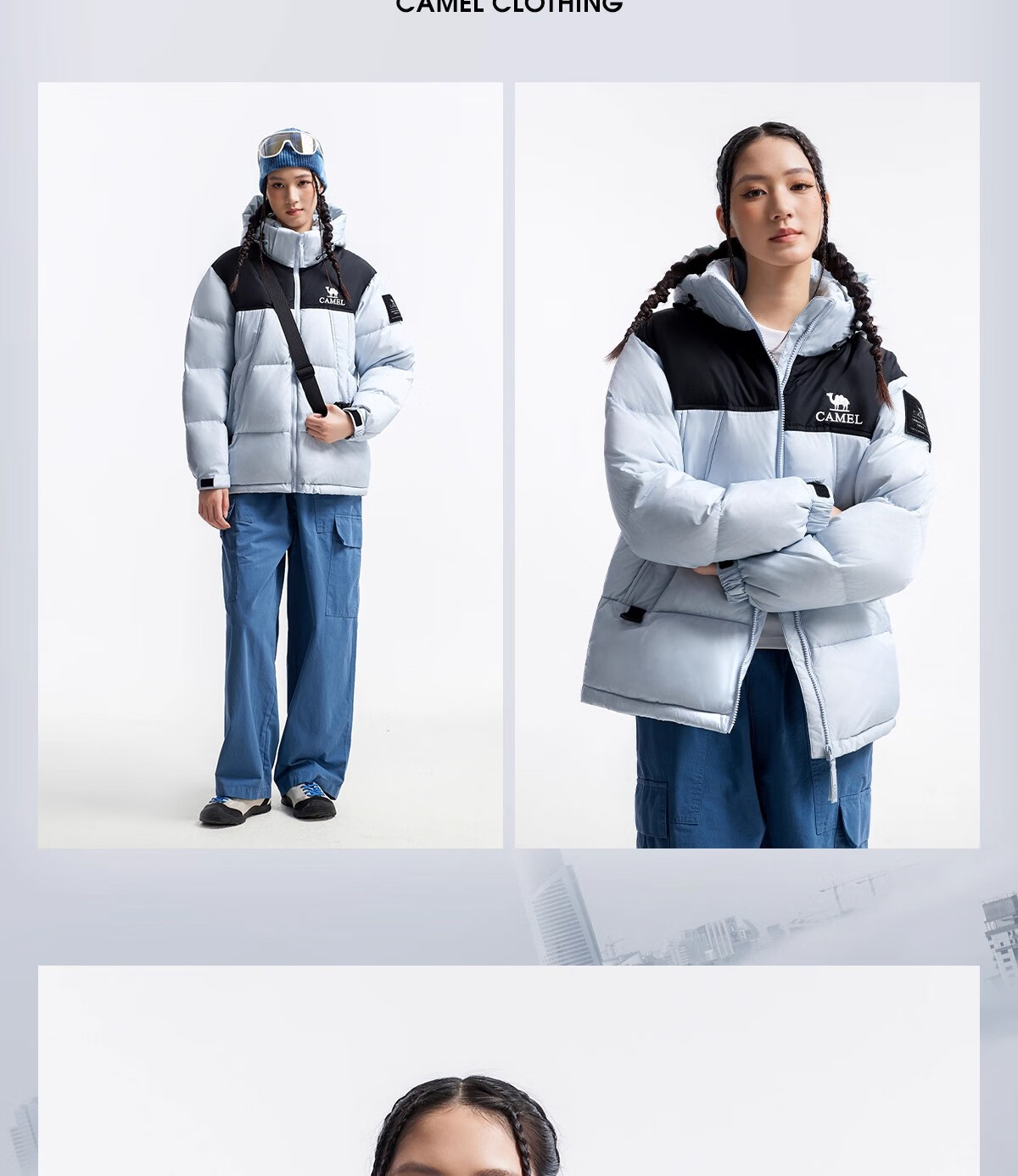 CAMEL Women's Down Jacket 2025 Autumn Winter New Thickened Warm Unisex Hooded Down Puffer Coat 5
