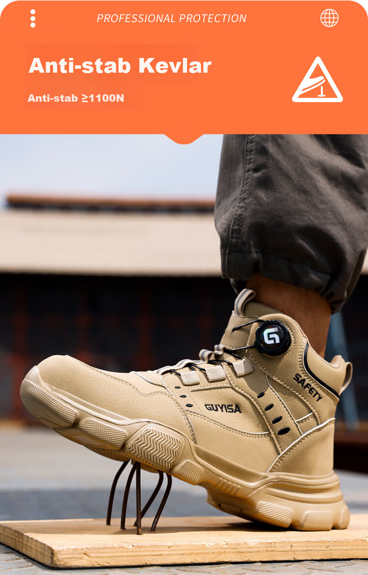 Fumeier Safety Shoes for Men, High-Top Steel Toe Cap, Lightweight, Comfortable, Anti-Smashing, Anti-Puncture, Waterproof Work Boots F055 Size 40 7
