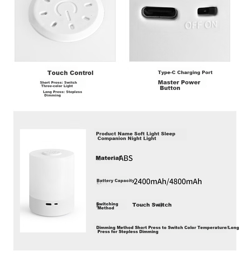 ZIDENG Smart Voice-Controlled Night Light Socket, USB Adapter Plug, Bedside Lamp 11