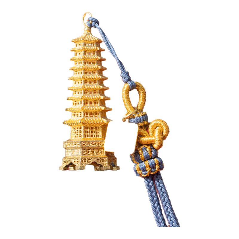 Zhu Bingren Scholar Wenchang Tower Pendant Gift for Living Room Entryway Desktop Car Use