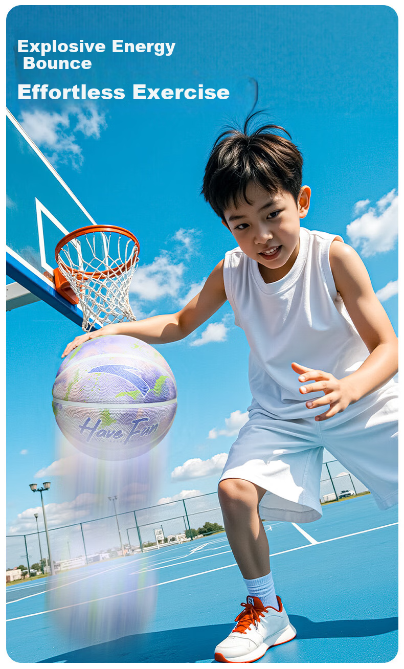 ANTA Children's Basketball, Size 4, for Toddlers And Elementary School Students, Indoor And Outdoor Wear-Resistant Toy Ball, Rubber Size 4 Blue Ball, Neon Purple, Size 4 5