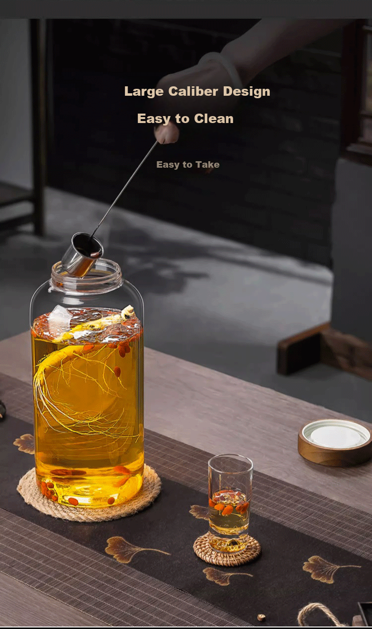 CRISTALGLASS Glass Infusion Bottle Container, Sealed Jar for Ginseng Wine, Plum And Loquat Self-Made Wine, Pickling Jar for Kimchi, 3000ML 4