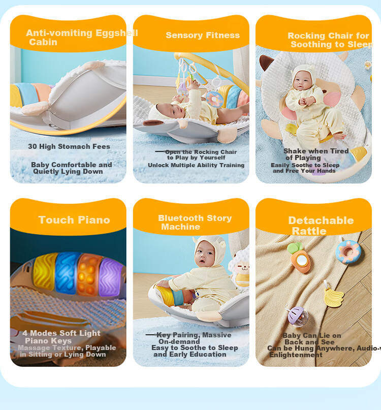 Auby Newborn Welcome Gift Box, Baby Toys, Rocking Cradle, Fitness Frame, Soothing Rocking Chair, Foot Piano, Full Moon Gift 13