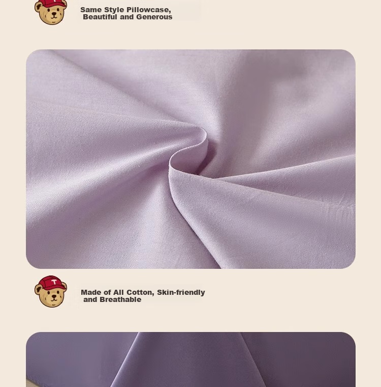 Teenie Weenie Class A Pure Cotton Three-Piece Set, All-Cotton Washed Cotton Single Bed Sheet, Duvet Cover, Bedding for Student Dormitory, 1.2m Bed, Gray Purple + Dark Purple 22