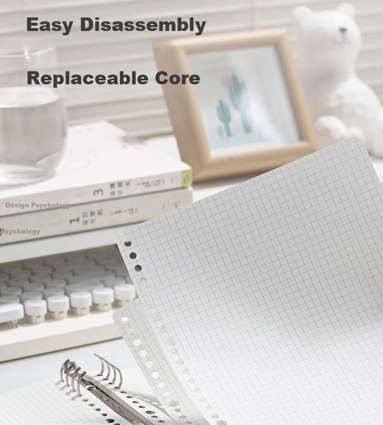 Deli B5 Flying Disc Buckle Loose-Leaf Notebook, Transparent Grid Refill Paper, 60 Sheets Per Book, HB560-3 5
