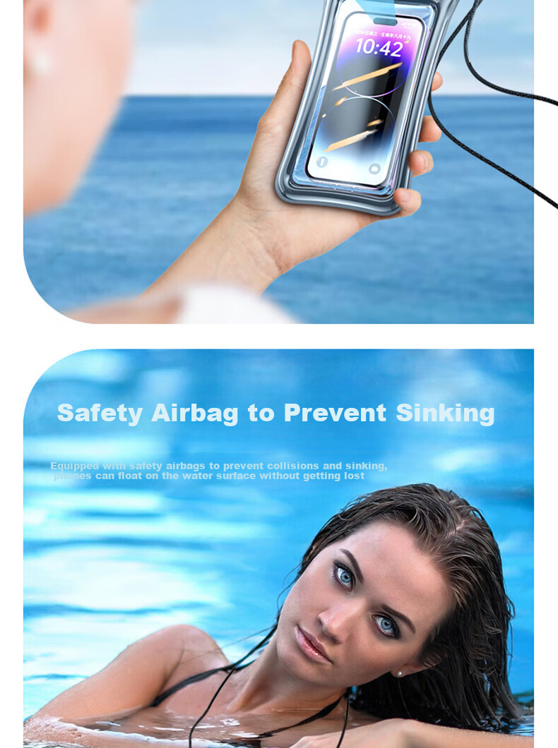 Bahainiao Waterproof Phone Pouch with Touchscreen Functionality, Airbag Protection, Shockproof, Suitable for Swimming, Travel, Hot Springs, Underwater Delivery Riders, with Strap 19