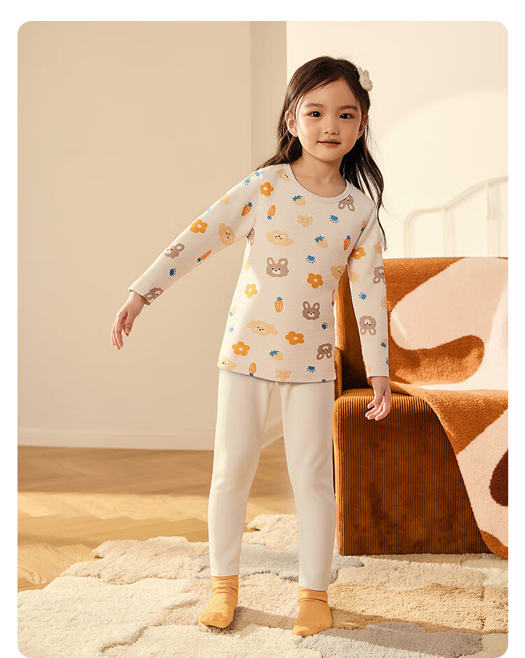 Balabala Girls' Underwear Set 2-Piece Children's Autumn Winter 2025 Antibacterial Cotton Pajamas 7
