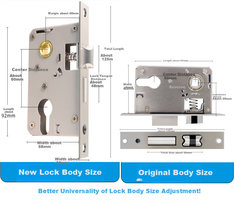 HOTUN Household Door Lock without Drilling, Bedroom Wooden Door Handle Lock, Interior Door Lock with Adjustable Locking Mechanism KTS02-M160 2