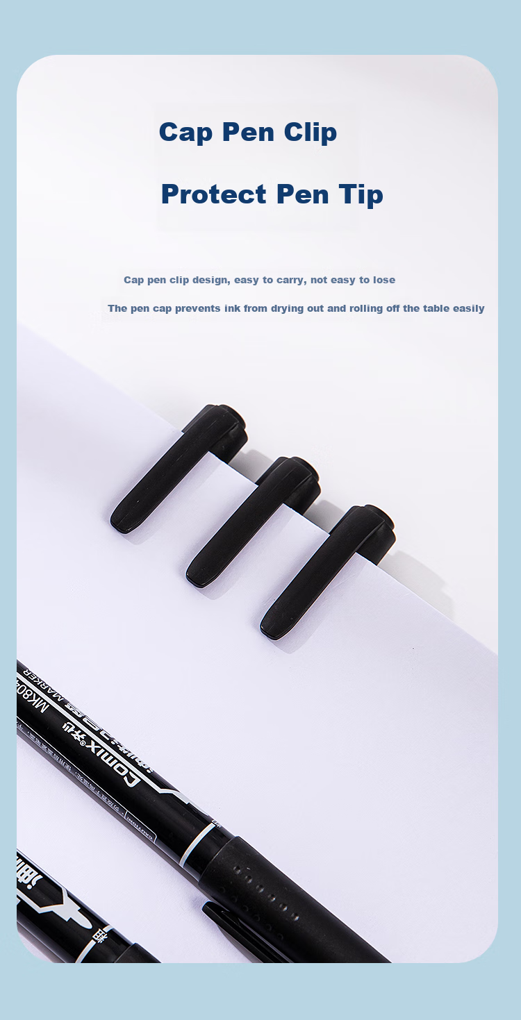 COMIX Quick-Drying Waterproof Non-Fading Dual-Tip Marker Pen Outline Pen Oil-Based Pen Logistics Pen, Black, 12-Pack, Office Supplies, EM837 5