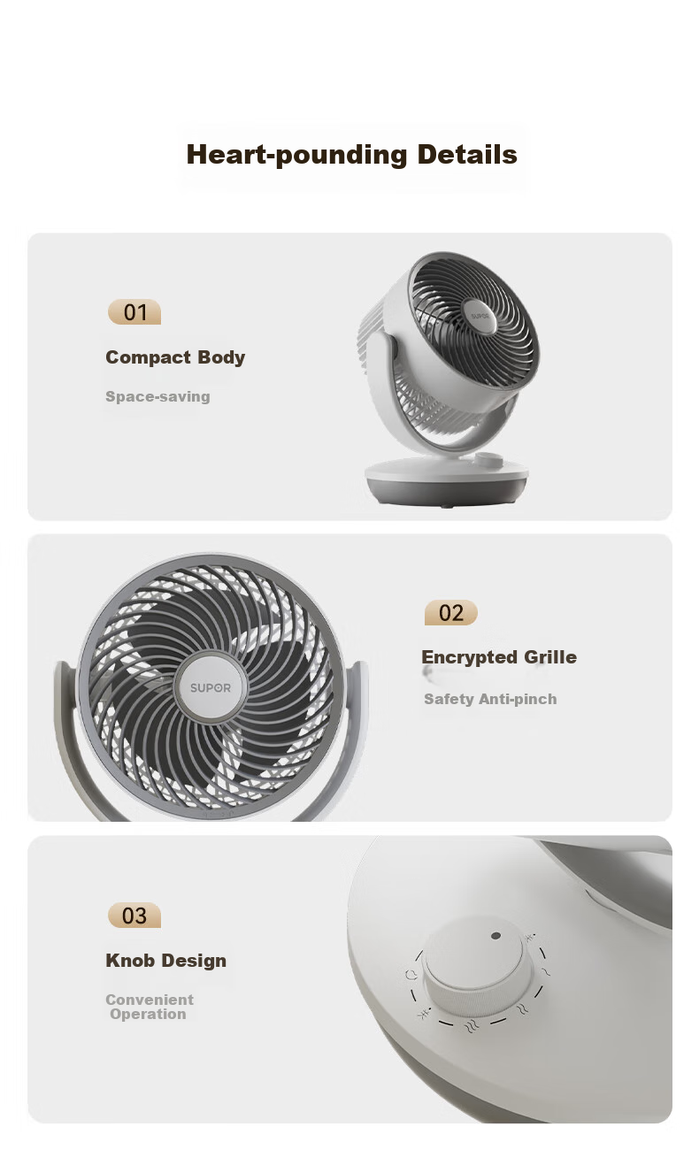 SUPOR [High Cost-Performance] Air Circulation Fan, Electric Fan for Home Use, Floor Fan, Desktop Standing Fan, Bedroom Living Room Detachable Washable Oscillating Fan, Air Conditioner Companion EFC-118A 14