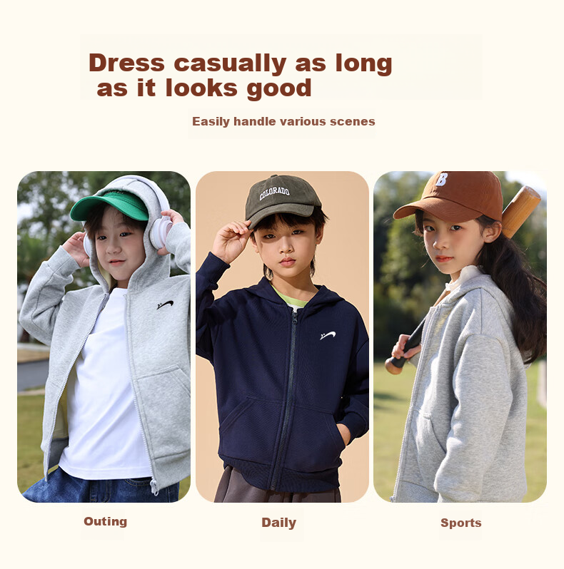 Guirenniao Children's Clothing Set, Spring And Autumn Style, Girls' Jacket, Casual Kids' Outerwear, Spring Hooded Cardigan for Older Children, Sports Spring Outfit 9