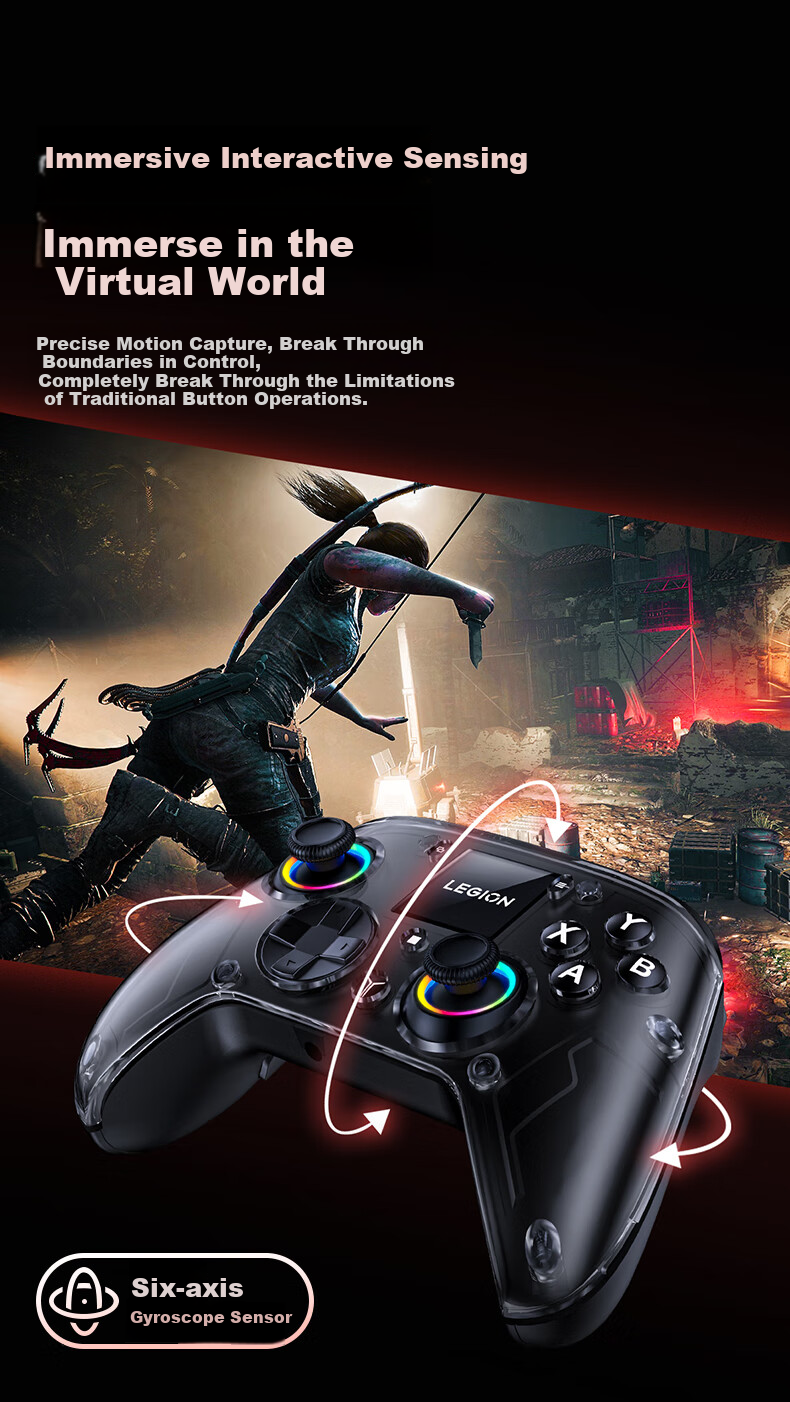 Lenovo Legion Y7 Smart Wireless Gaming Controller, Xbox-like Hall Switch for PC, Mobile Phone And TV, Steam Bluetooth Motion Control, NS Genshin Impact Dual-Shot Gree 9