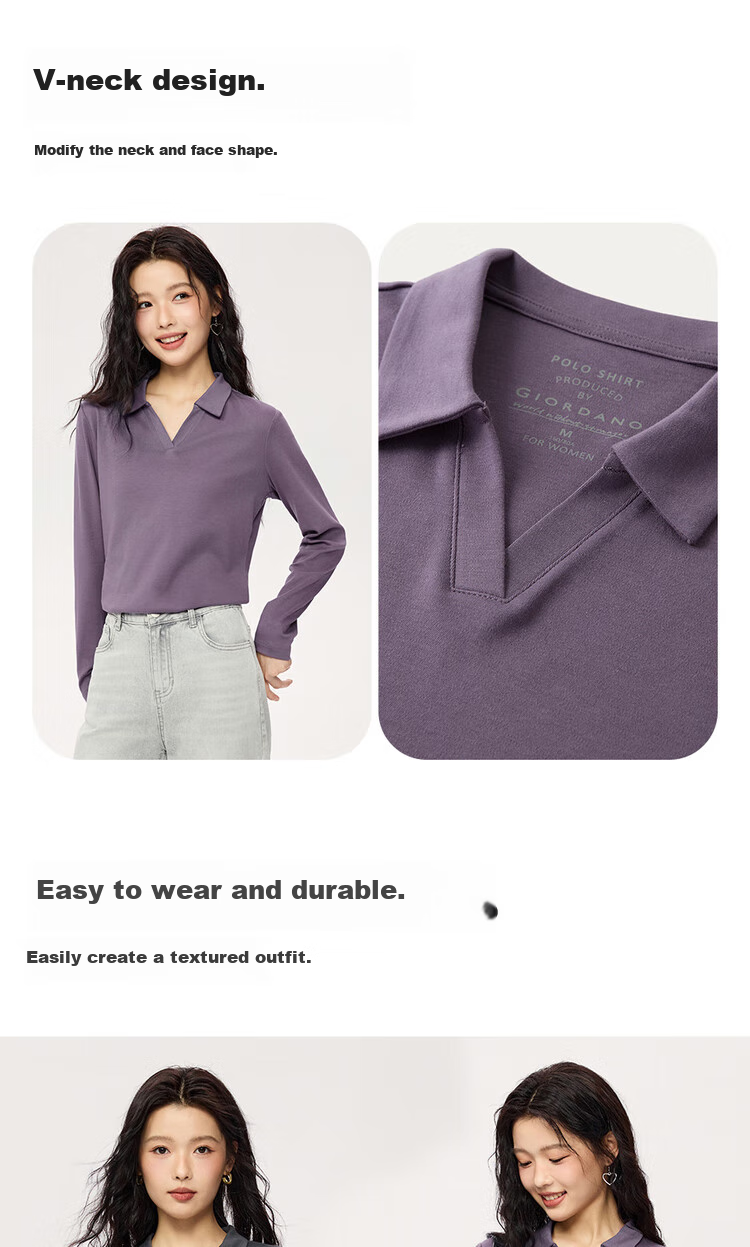 ZARA Long Sleeve Polo Shirt Women Autumn and Winter Pure Cotton Ladies Slim Fit V-neck Top 05315781 6