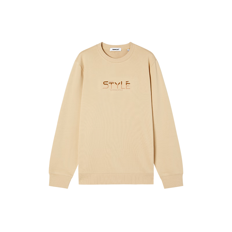 TEXWOOD Apple Standard Fit Men's Crew Neck Sweatshirt Long Sleeve Light Khaki L52