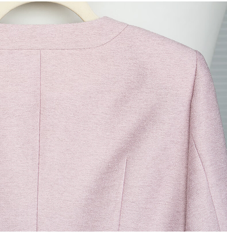 ROEYSHOUSE Premium Little Chanel Style Slim Fit Short Jacket + Skirt Two-Piece Set 09299 Pink M 19
