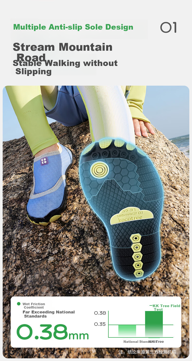 Kocotree KK Tree Kids Creek Shoes Non-Slip Cut-Resistant Baby Beach Swimming Water Shoes Moss Gray Green 6