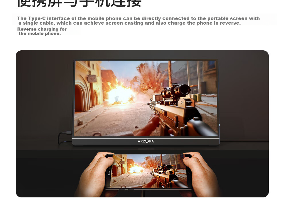 ARZOPA A Zhuopa 16.1-Inch 2.5K 180Hz High Color Gamut Portable Monitor, Laptop And Smartphone Secondary Screen, Switch PS5/4 Display Z3FC 12