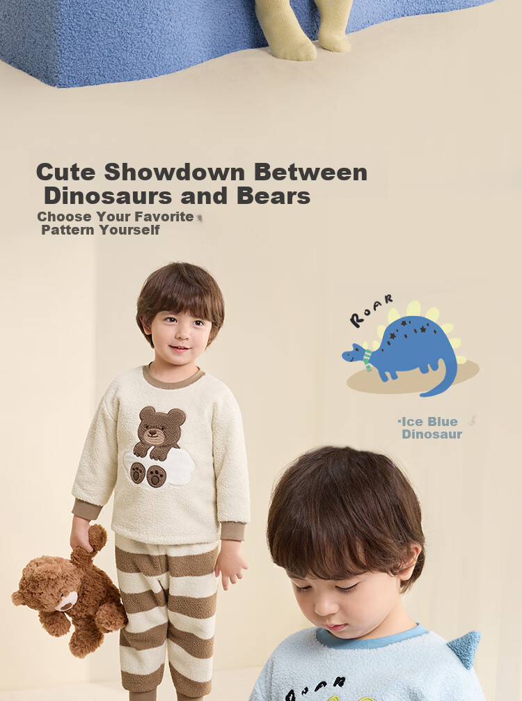 BALABALA BalaOne Baby Pajama Set, New Winter Style, Half-Fleece, Boys And Girls Home Wear, Warm 4