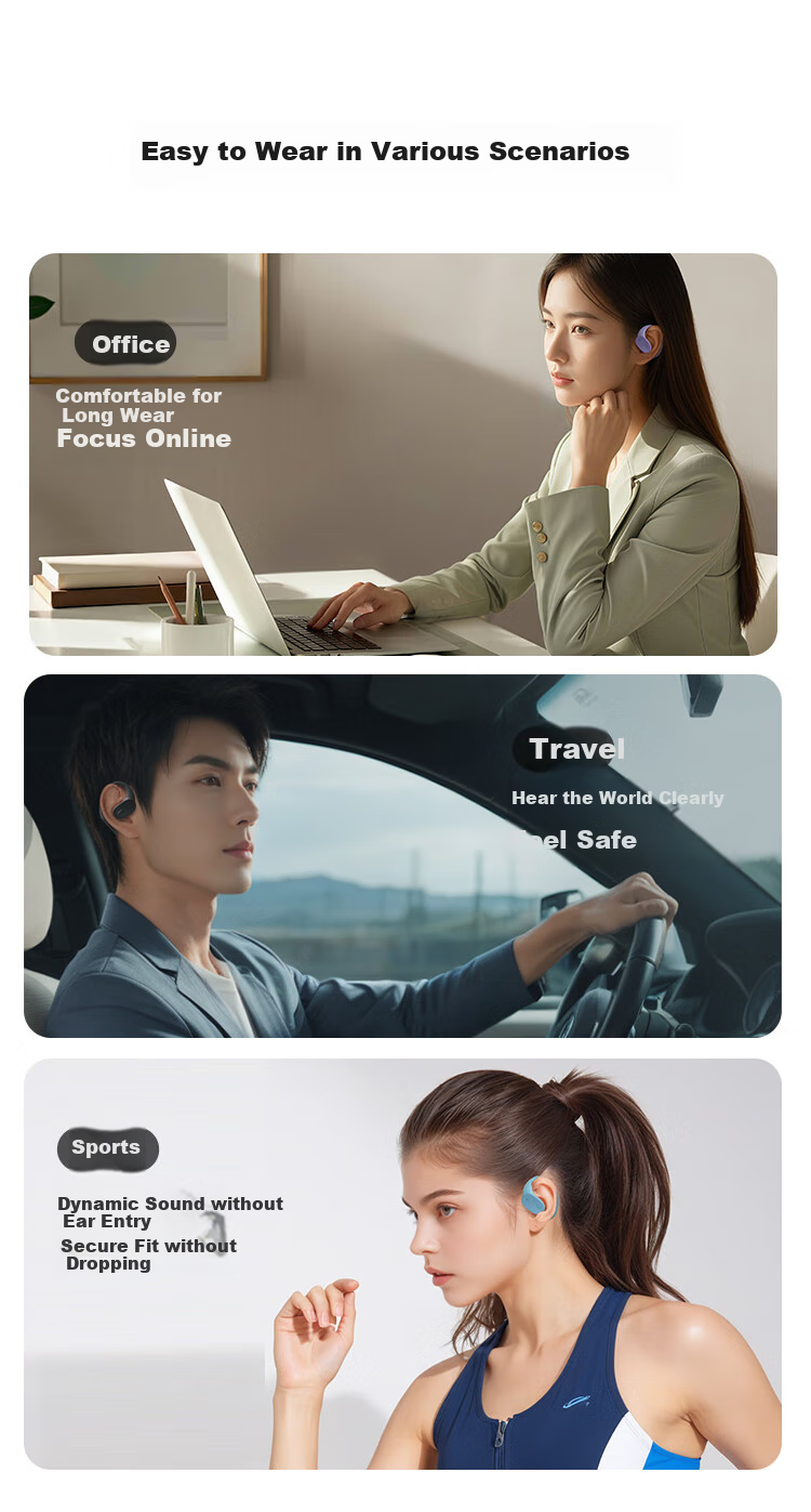 JBL Sense Lite Comfort Edition [Wang Chuzhen's Choice] Earbuds Bluetooth Headphones, Sports Running Wireless Open-Style Non-Bone Conduction, Gift Recommendation, Purple 15