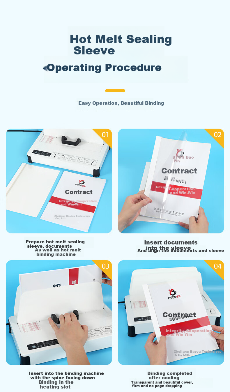 BYON 20 Hot Melt Cover Sleeves 10MM, Hot Melt Binding Machine Plastic Covers, Transparent Covers for Contracts A4, Glue-Bound Covers, Hot Melt Binding Machine Covers, Glue Sheets for Tender Documents 11