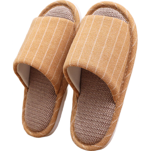 GUOLUOFEI High-Quality Linen Slippers for Men And Women, All-Season Indoor Non-Slip Sweat-Absorbing Cotton Slippers, Yellow, Size 40-41