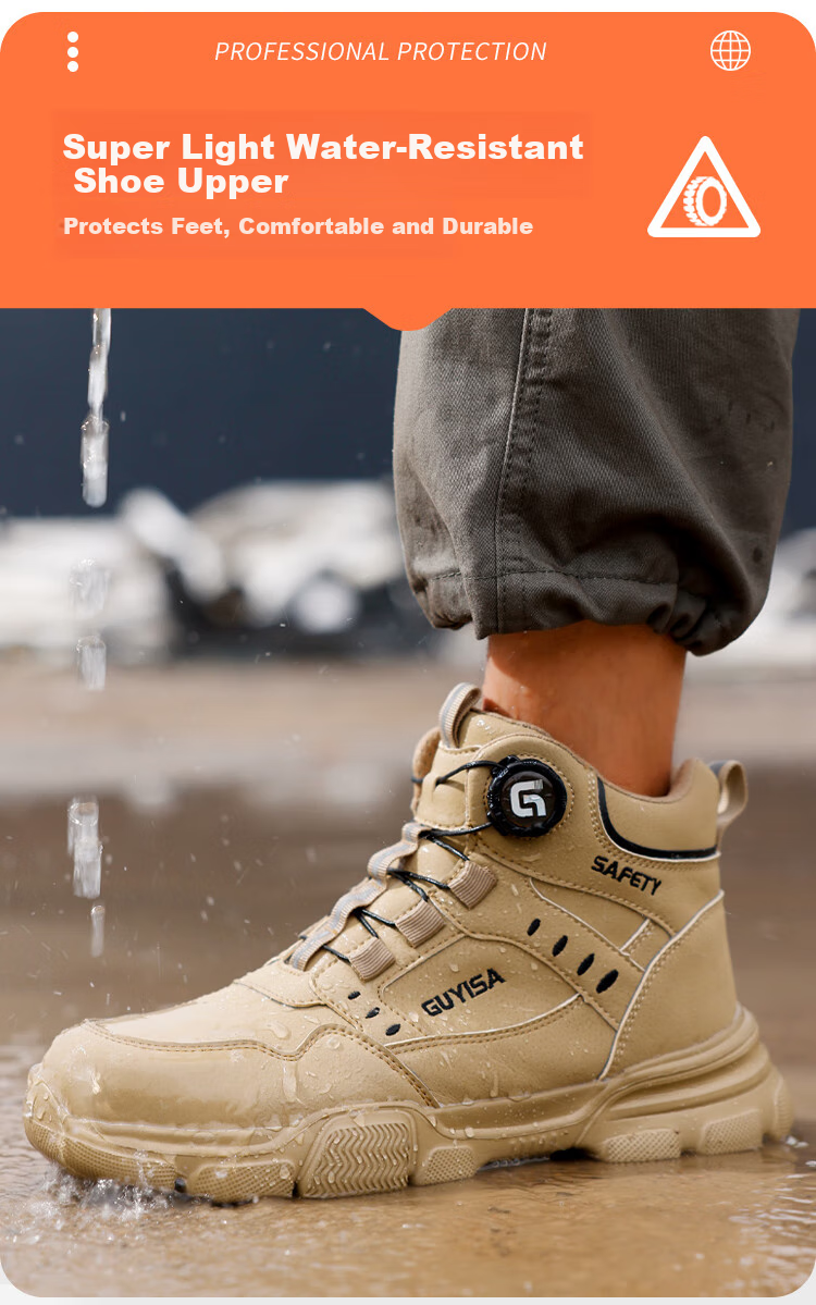 Fumeier Safety Shoes for Men, High-Top Steel Toe Cap, Lightweight, Comfortable, Anti-Smashing, Anti-Puncture, Waterproof Work Boots F055 Size 40 9