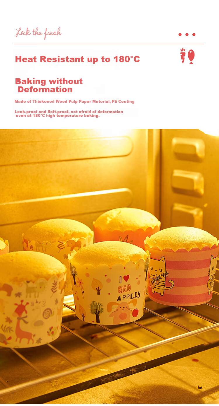 Jekero Wave Paper Cups, Thick Muffin Cups, Cake Paper Cups, Steamed Cake Cups, Baking Pastry Disposable Cake Cups, 50 Pieces 3