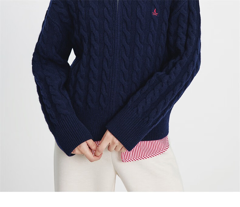 NaviKail Italy Small Sailboat Women's 2025 New Full Wool Knit Cardigan Sweater Wool Jacket 2334095507 12